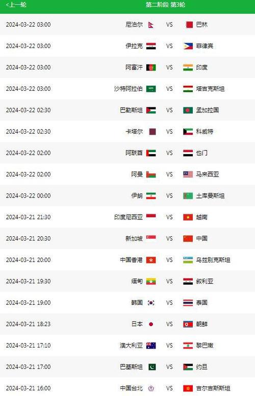 国足亚洲杯赛程2021赛程表
